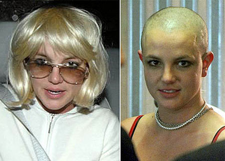 Britney calva y con peluca